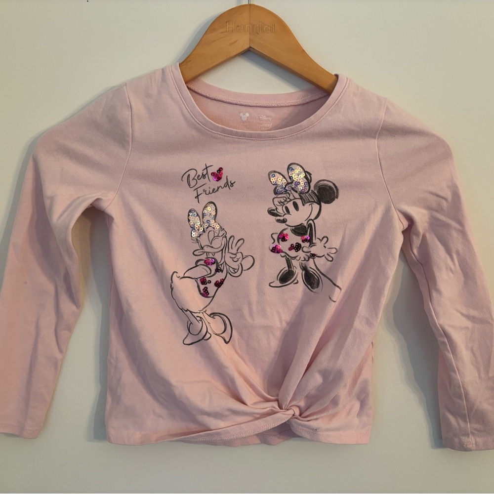 Disney Pink Long Sleeve Tee with Cartoon Design